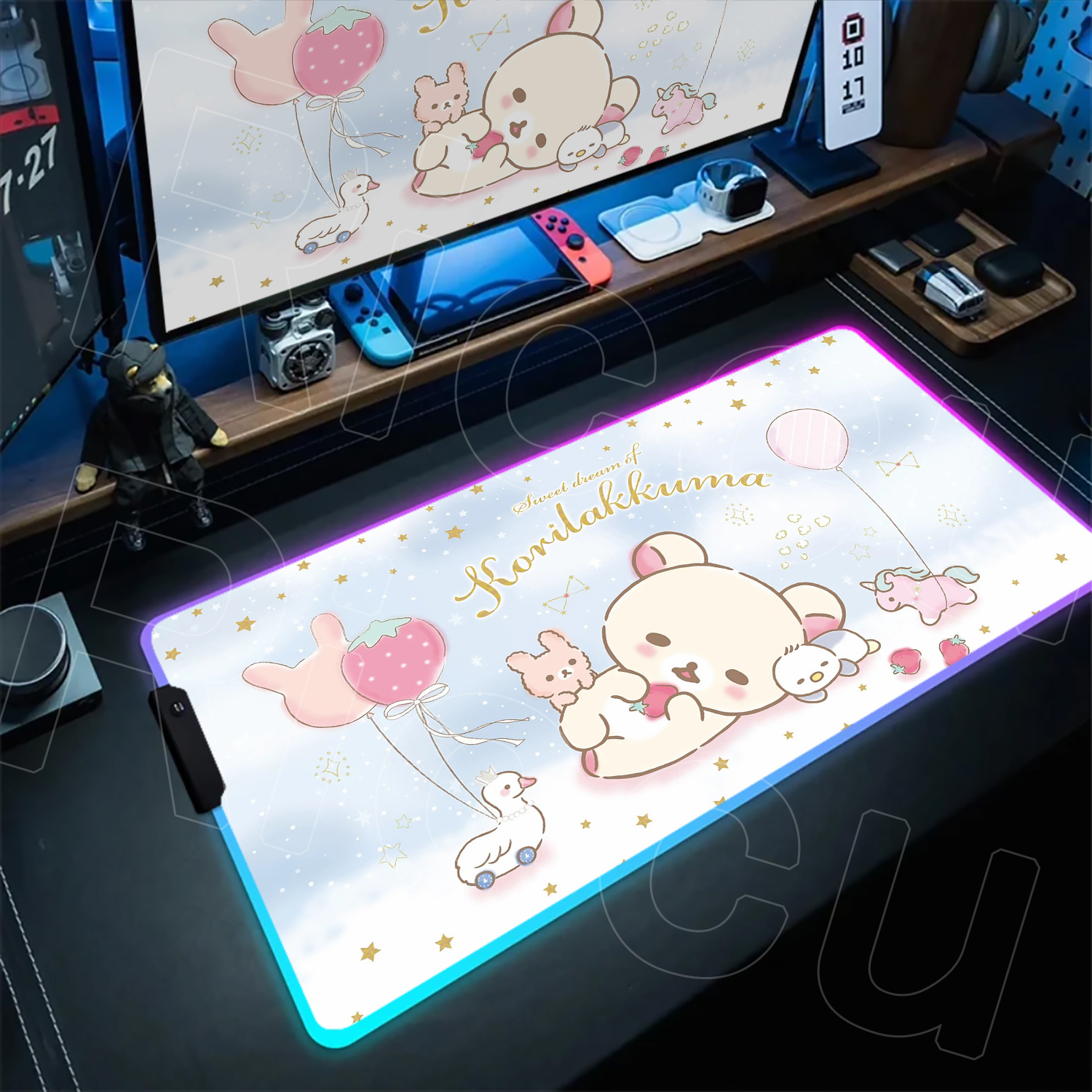 Gaming Accessories Officeworks - Podkładka pod mysz RGB Rilakkuma Duża